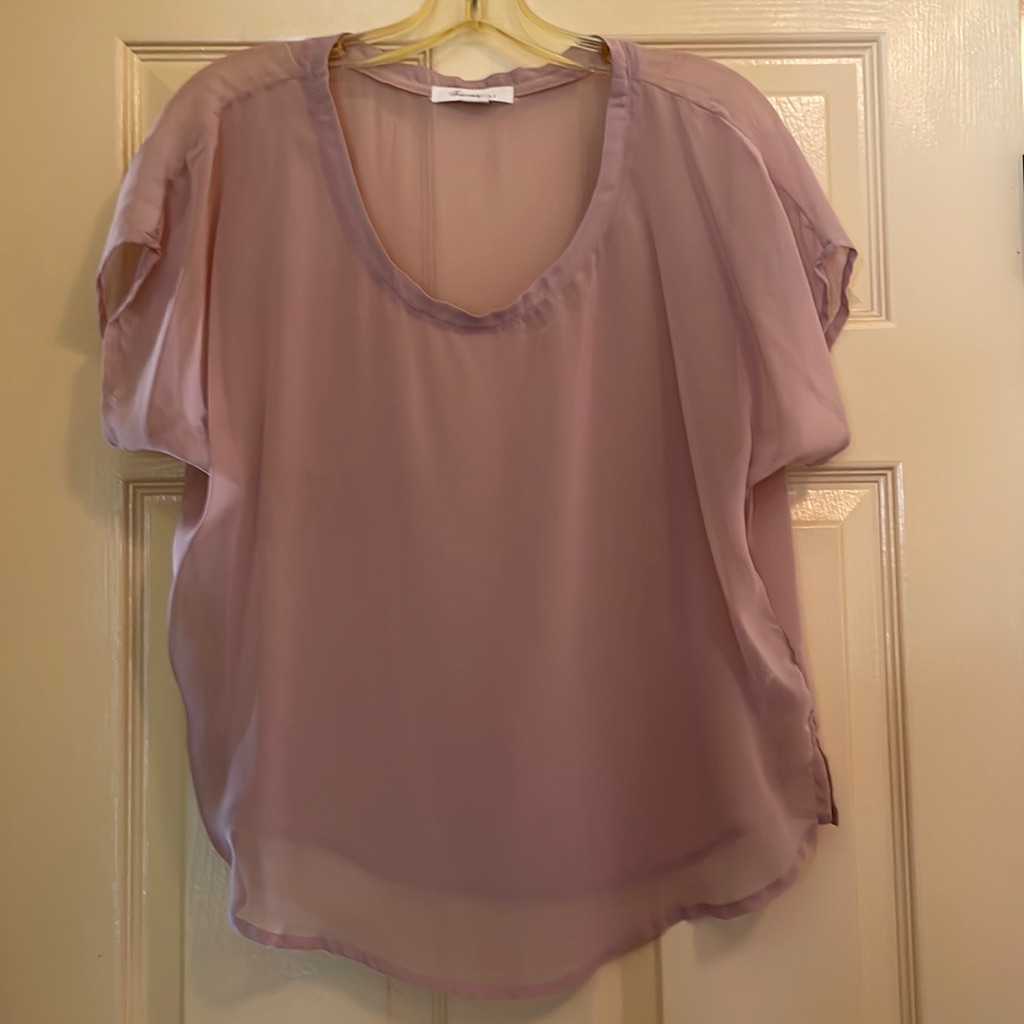 Sheer Mauve Short Sleeve Blouse